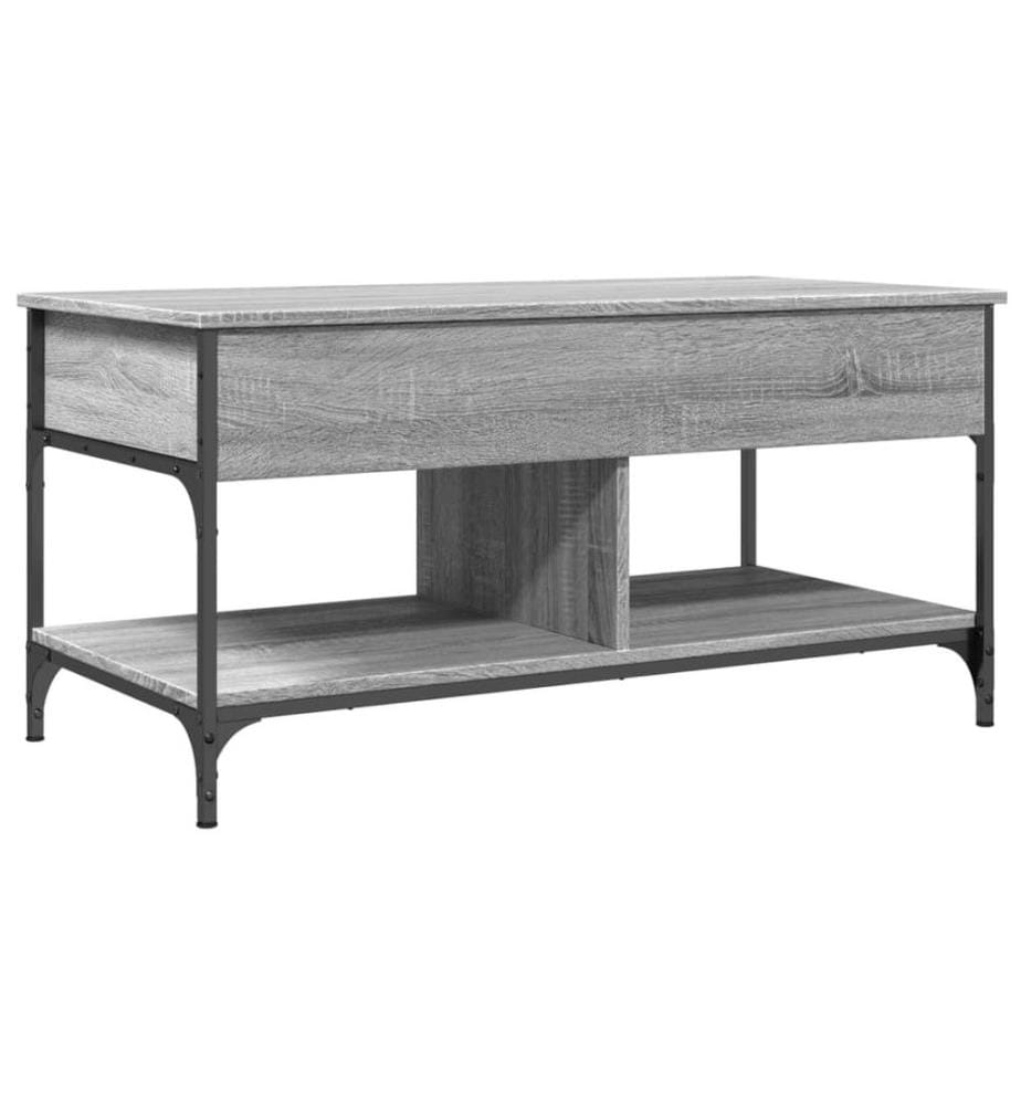 Table basse sonoma gris 100x50x50 cm bois d'ingénierie et métal