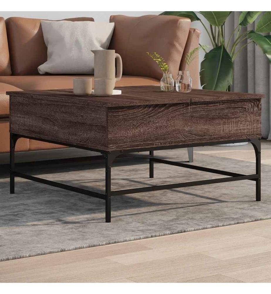 Couchtisch Braun Eichen-Optik 80x80x45 cm Holzwerkstoff Metall