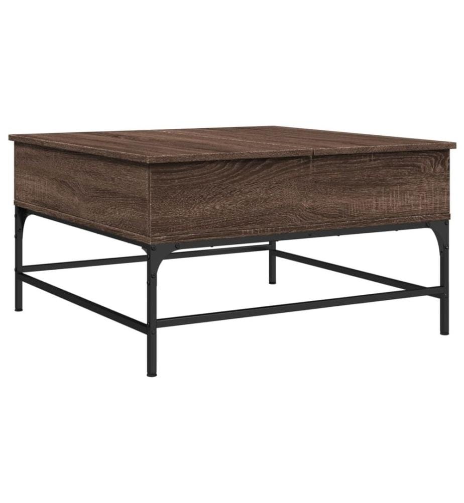 Couchtisch Braun Eichen-Optik 80x80x45 cm Holzwerkstoff Metall