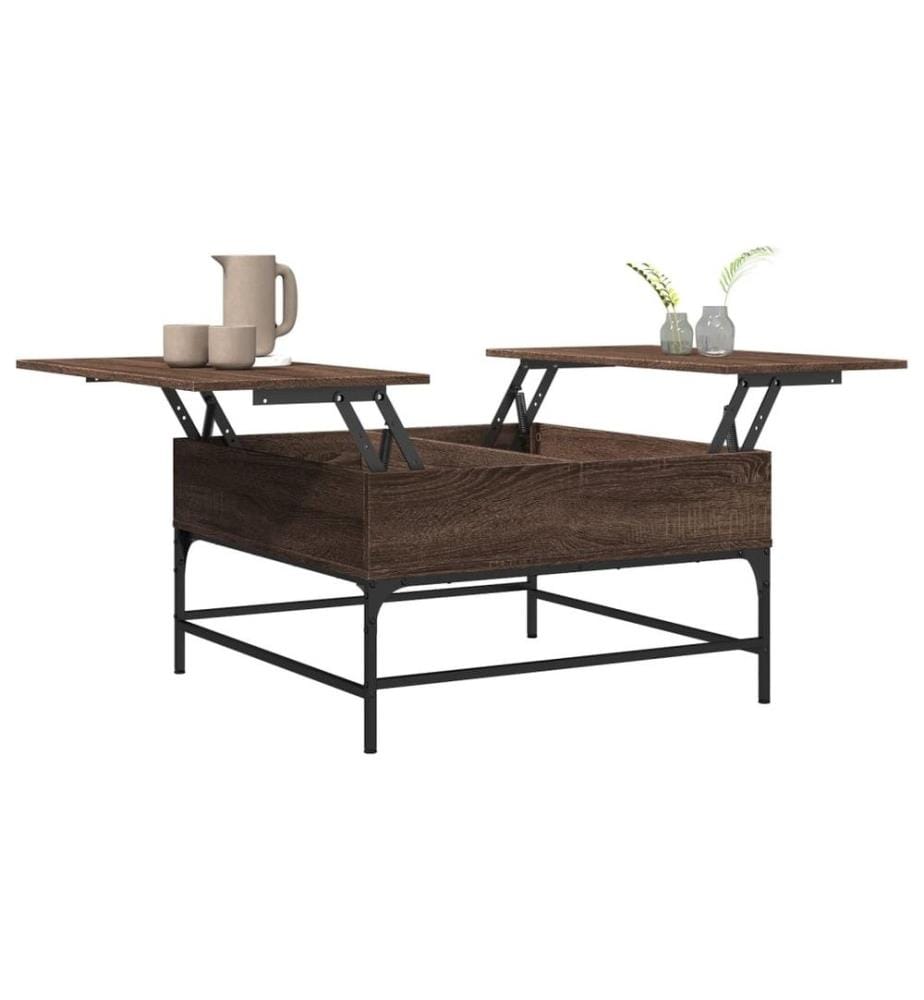 Couchtisch Braun Eichen-Optik 80x80x45 cm Holzwerkstoff Metall