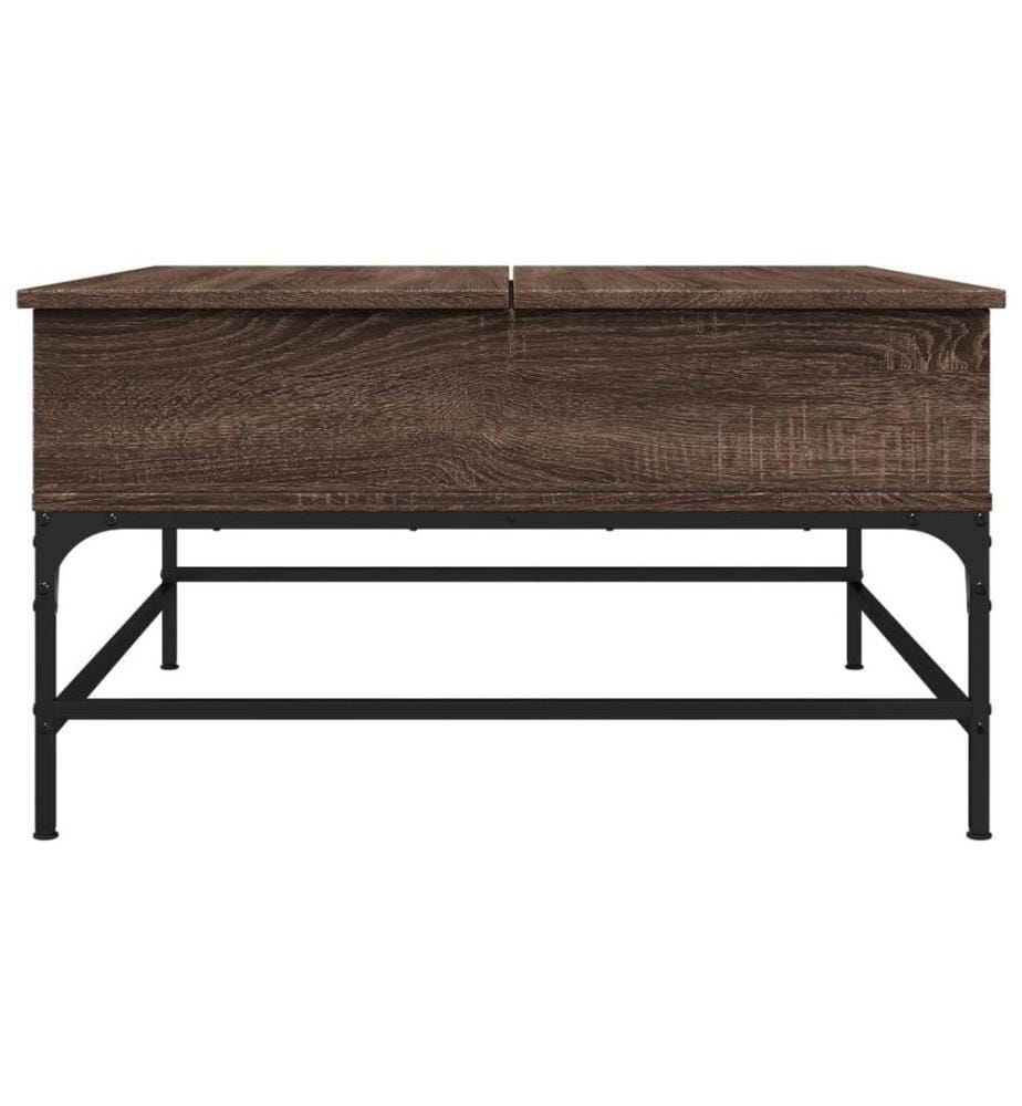 Couchtisch Braun Eichen-Optik 80x80x45 cm Holzwerkstoff Metall