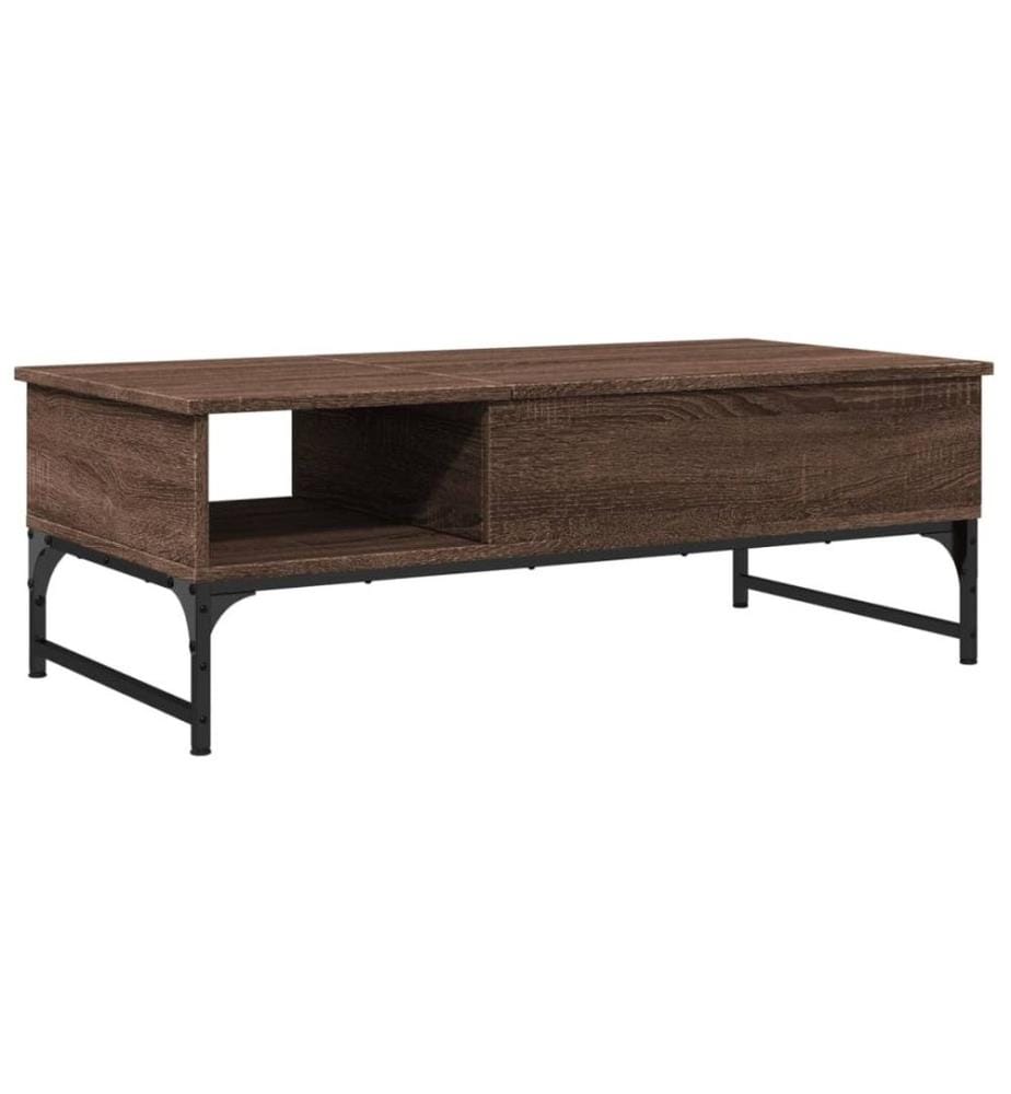 Couchtisch Braun Eichen-Optik 100x50x35 cm Holzwerkstoff Metall