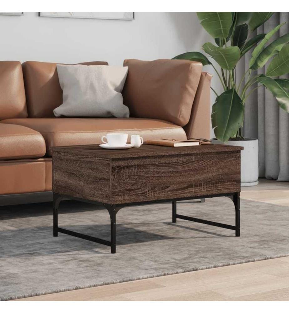Couchtisch Braun Eichen-Optik 70x50x40 cm Holzwerkstoff Metall