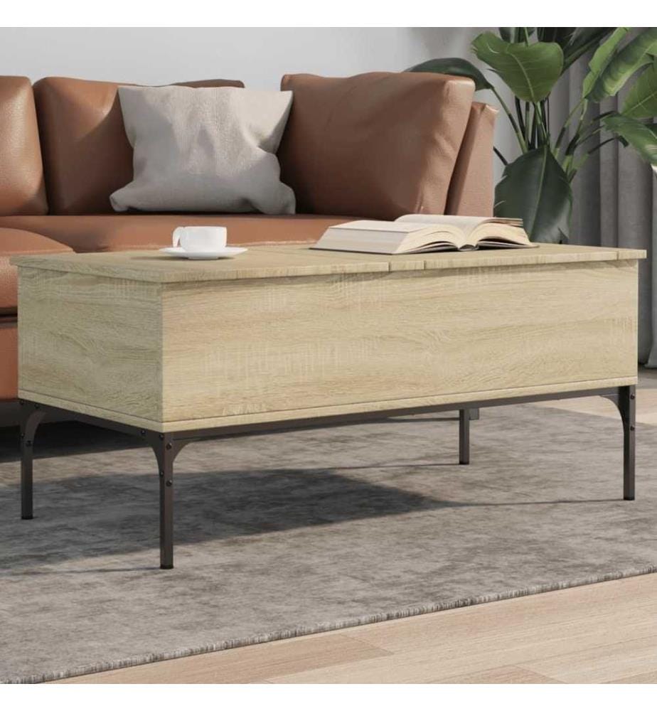 Couchtisch Sonoma-Eiche 100x50x45 cm Holzwerkstoff und Metall