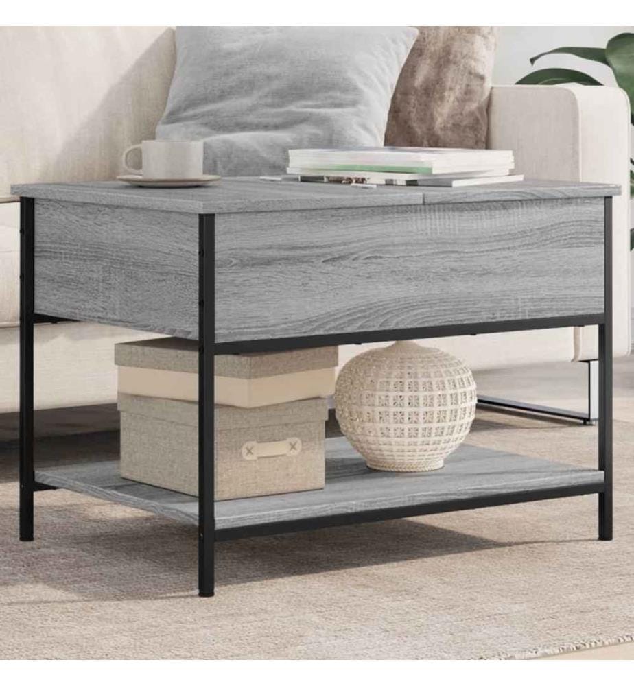 Couchtisch Grau Sonoma 70x50x50 cm Holzwerkstoff und Metall