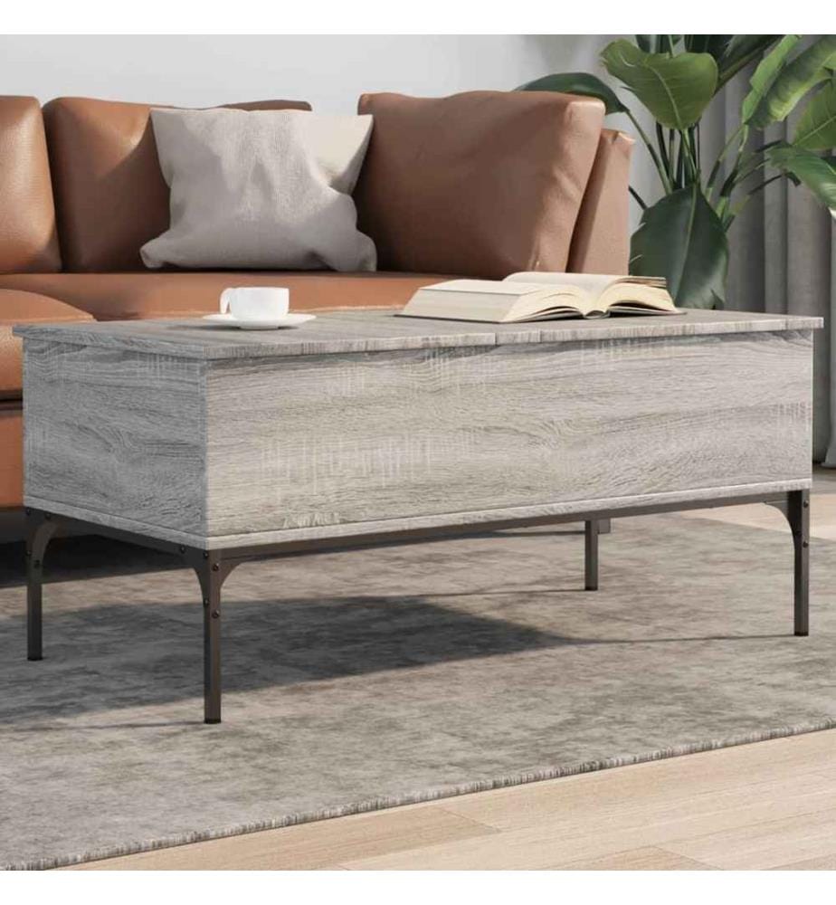 Couchtisch Grau Sonoma 100x50x45 cm Holzwerkstoff und Metall