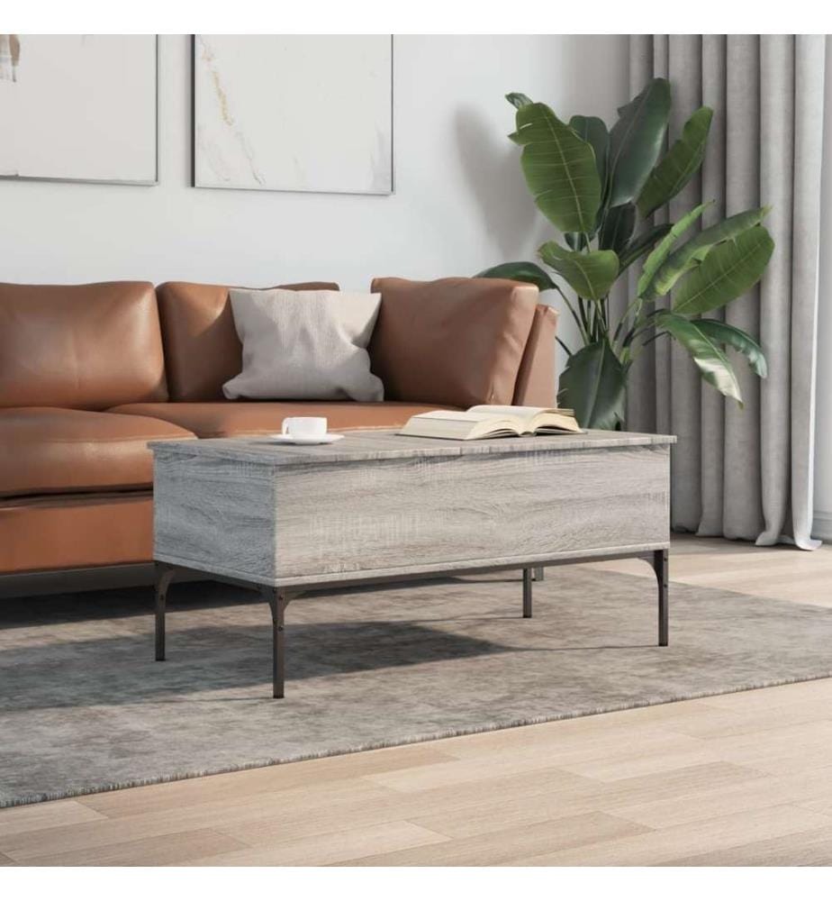 Couchtisch Grau Sonoma 100x50x45 cm Holzwerkstoff und Metall