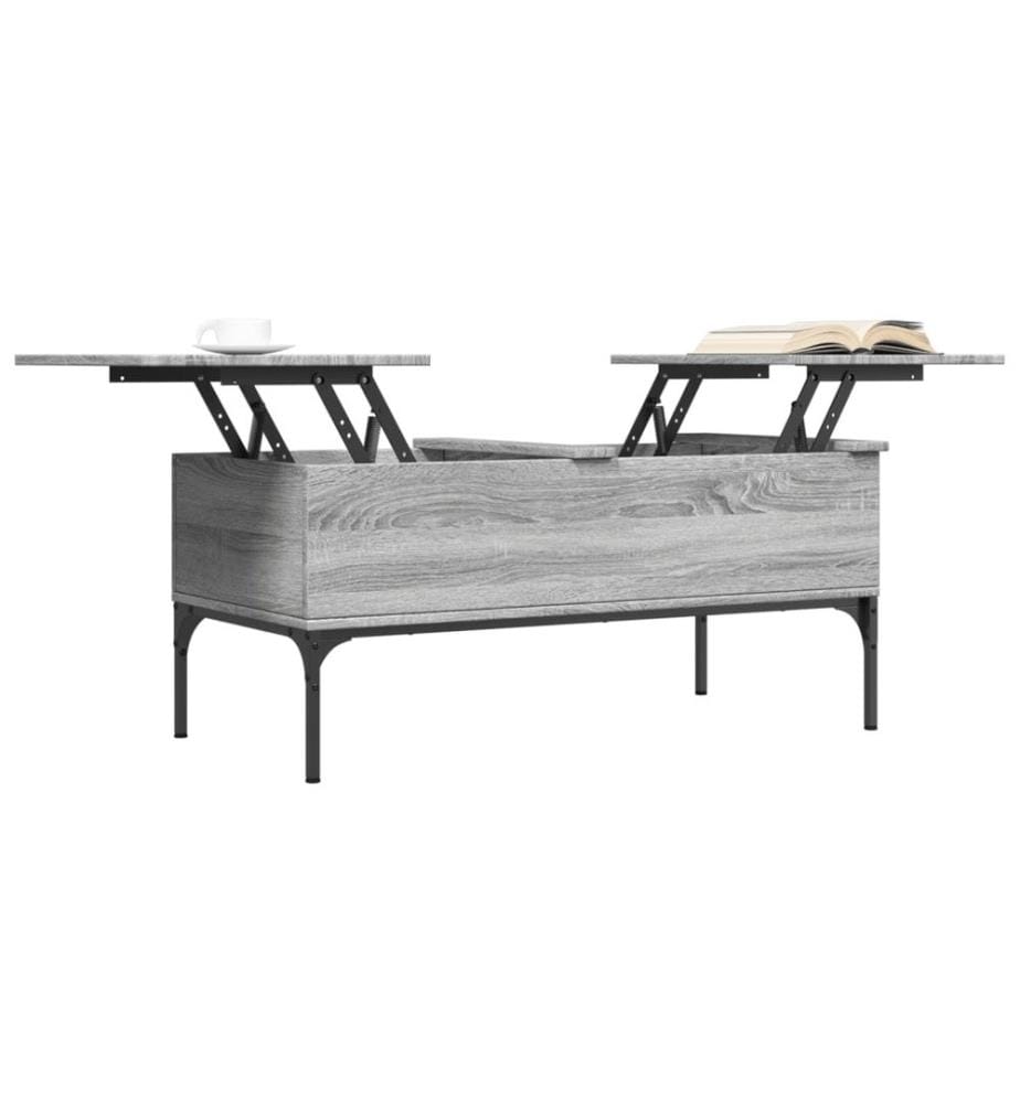 Couchtisch Grau Sonoma 100x50x45 cm Holzwerkstoff und Metall