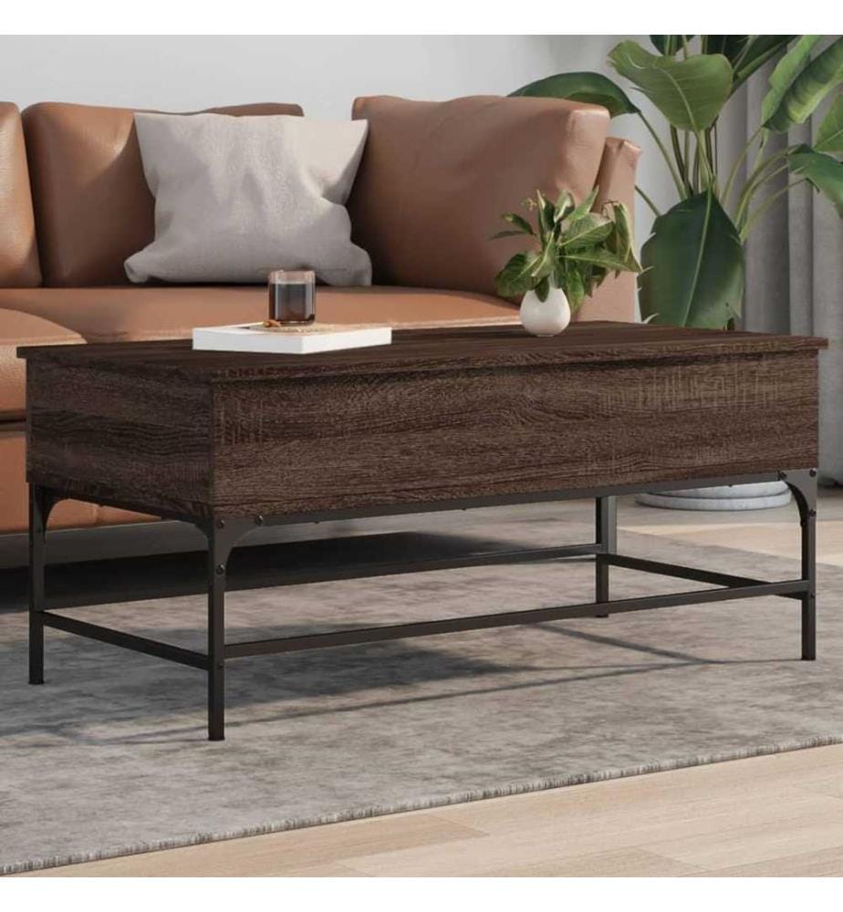 Couchtisch Braun Eichen-Optik 100x50x45 cm Holzwerkstoff Metall