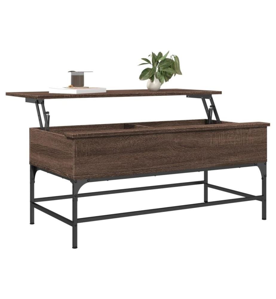 Couchtisch Braun Eichen-Optik 100x50x45 cm Holzwerkstoff Metall