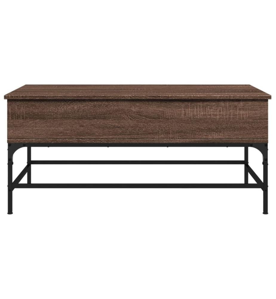 Couchtisch Braun Eichen-Optik 100x50x45 cm Holzwerkstoff Metall