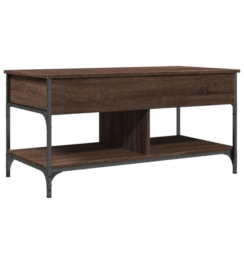 Couchtisch Braun Eichen-Optik 100x50x50 cm Holzwerkstoff Metall