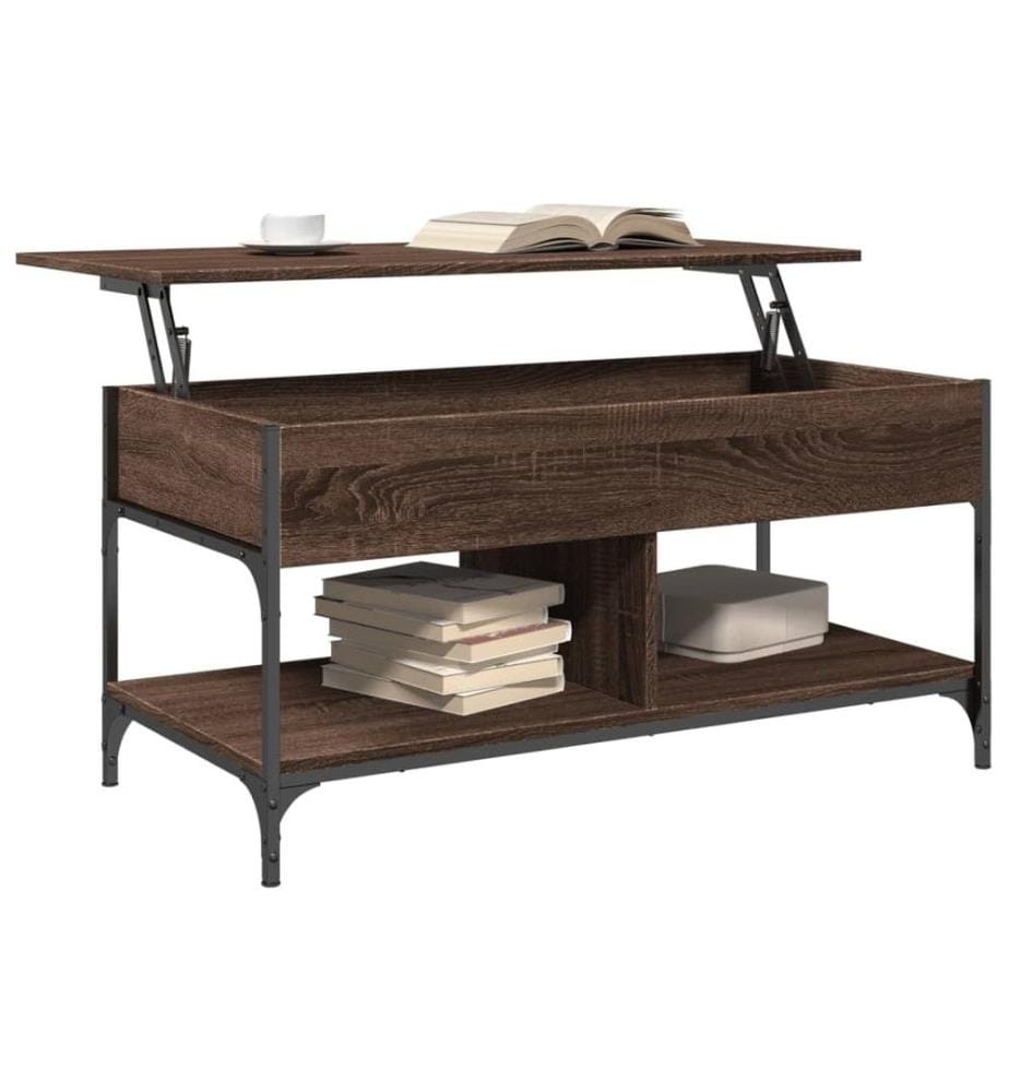 Couchtisch Braun Eichen-Optik 100x50x50 cm Holzwerkstoff Metall