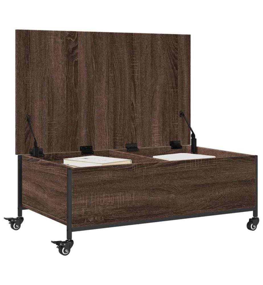Table basse avec roulettes chêne marron bois d'ingénierie