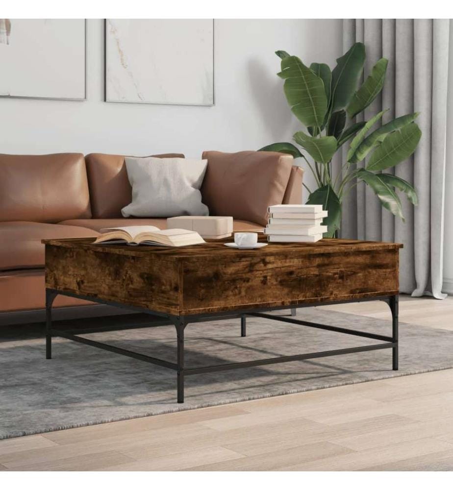 Couchtisch Räuchereiche 95x95x45 cm Holzwerkstoff und Metall