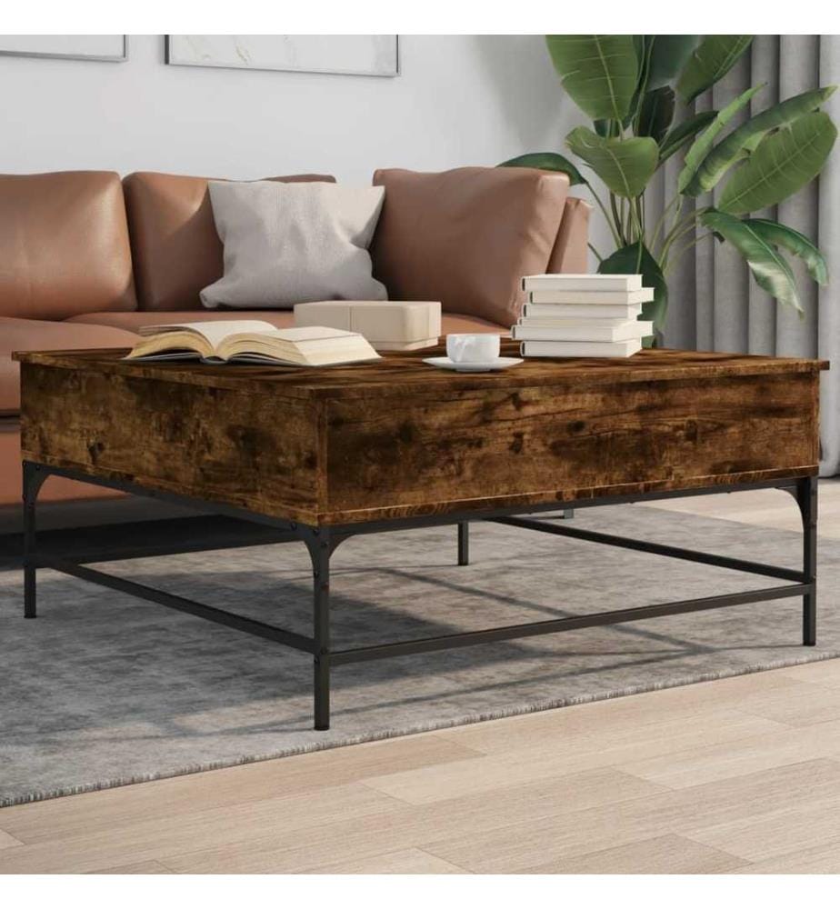 Couchtisch Räuchereiche 95x95x45 cm Holzwerkstoff und Metall