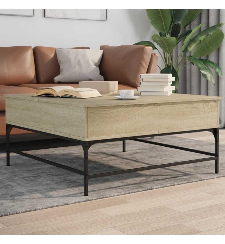 Couchtisch Sonoma-Eiche 95x95x45 cm Holzwerkstoff und Metall