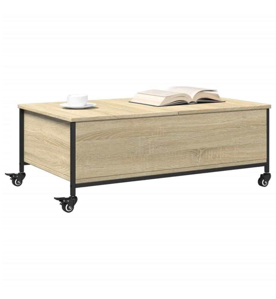 Table basse avec roulettes chêne sonoma bois d'ingénierie