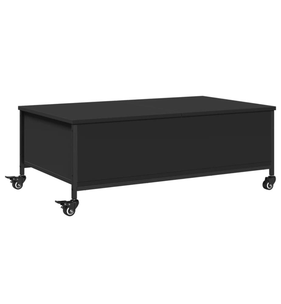 Table basse avec roulettes noir 91x55x34 cm bois d'ingénierie
