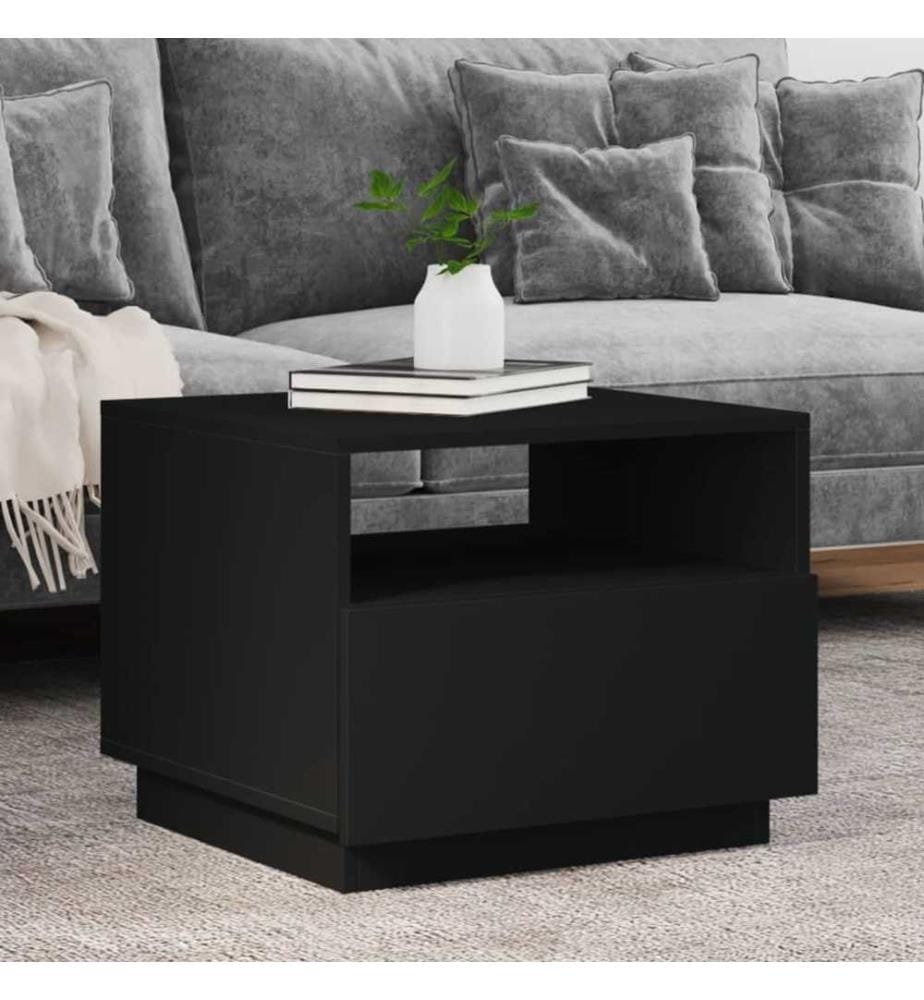 Couchtisch mit LED-Leuchten Schwarz 50x49x40 cm