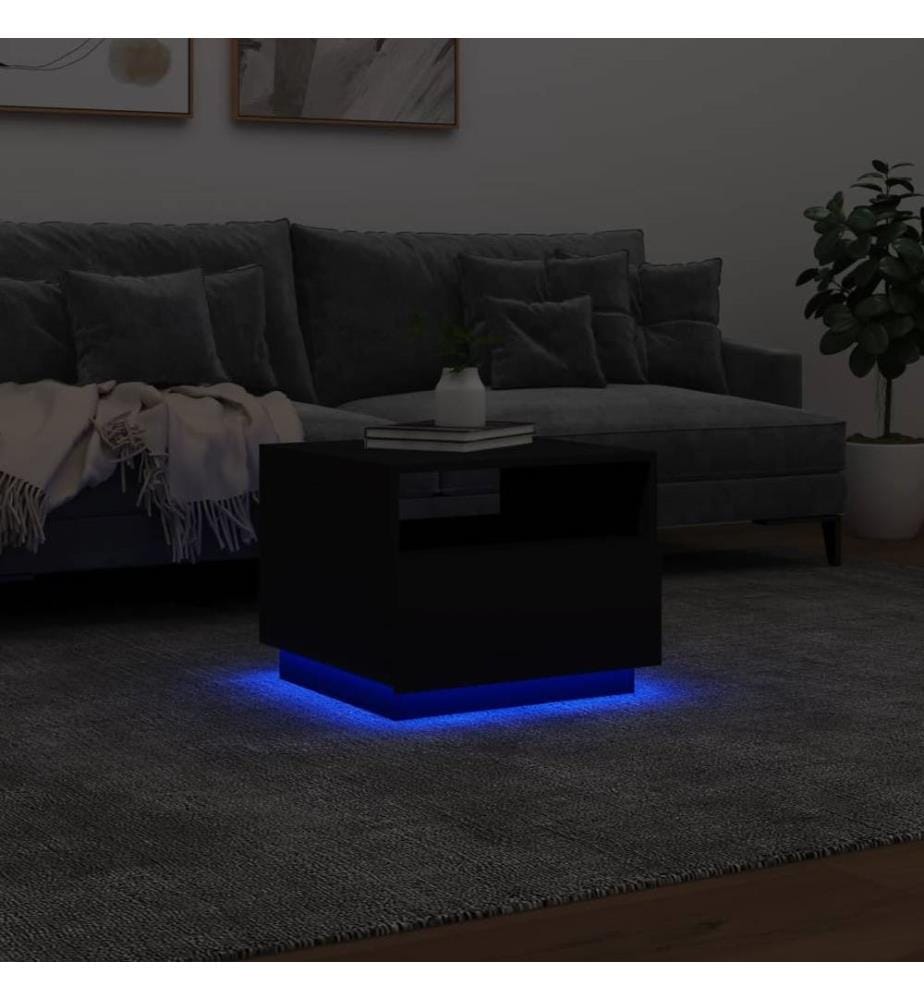 Couchtisch mit LED-Leuchten Schwarz 50x49x40 cm