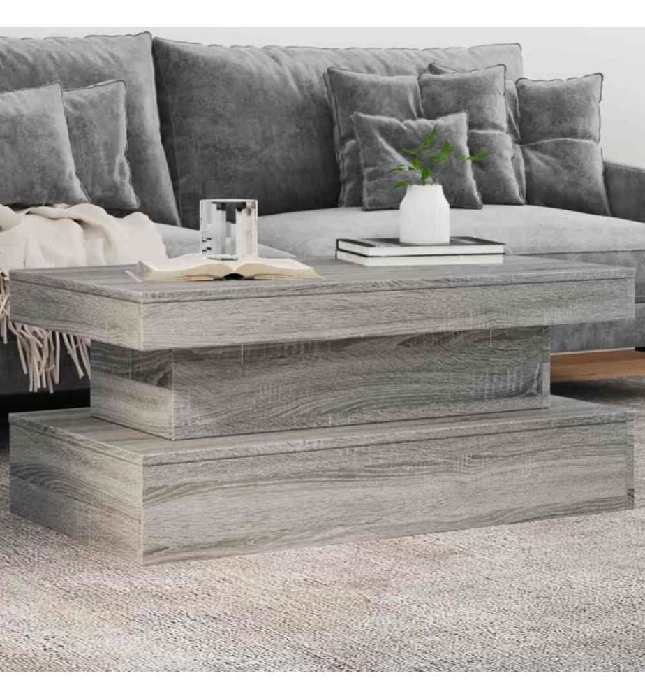 Couchtisch mit LED-Leuchten Grau Sonoma 90x50x40 cm