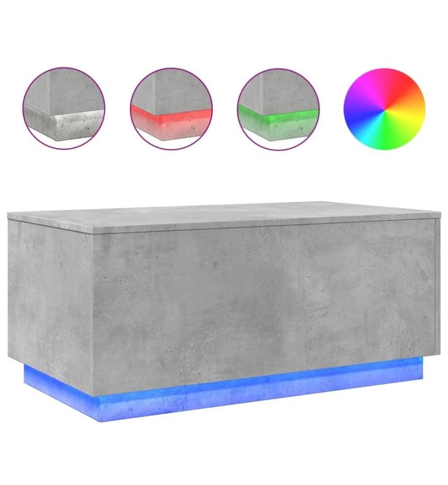 Couchtisch mit LED-Leuchten Betongrau 90x50x40 cm