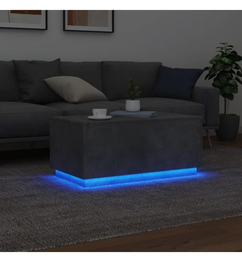 Couchtisch mit LED-Leuchten Betongrau 90x50x40 cm