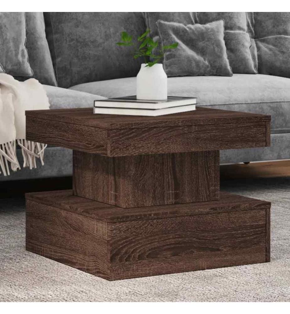 Couchtisch mit LED-Leuchten Braun Eichen-Optik 50x50x40 cm