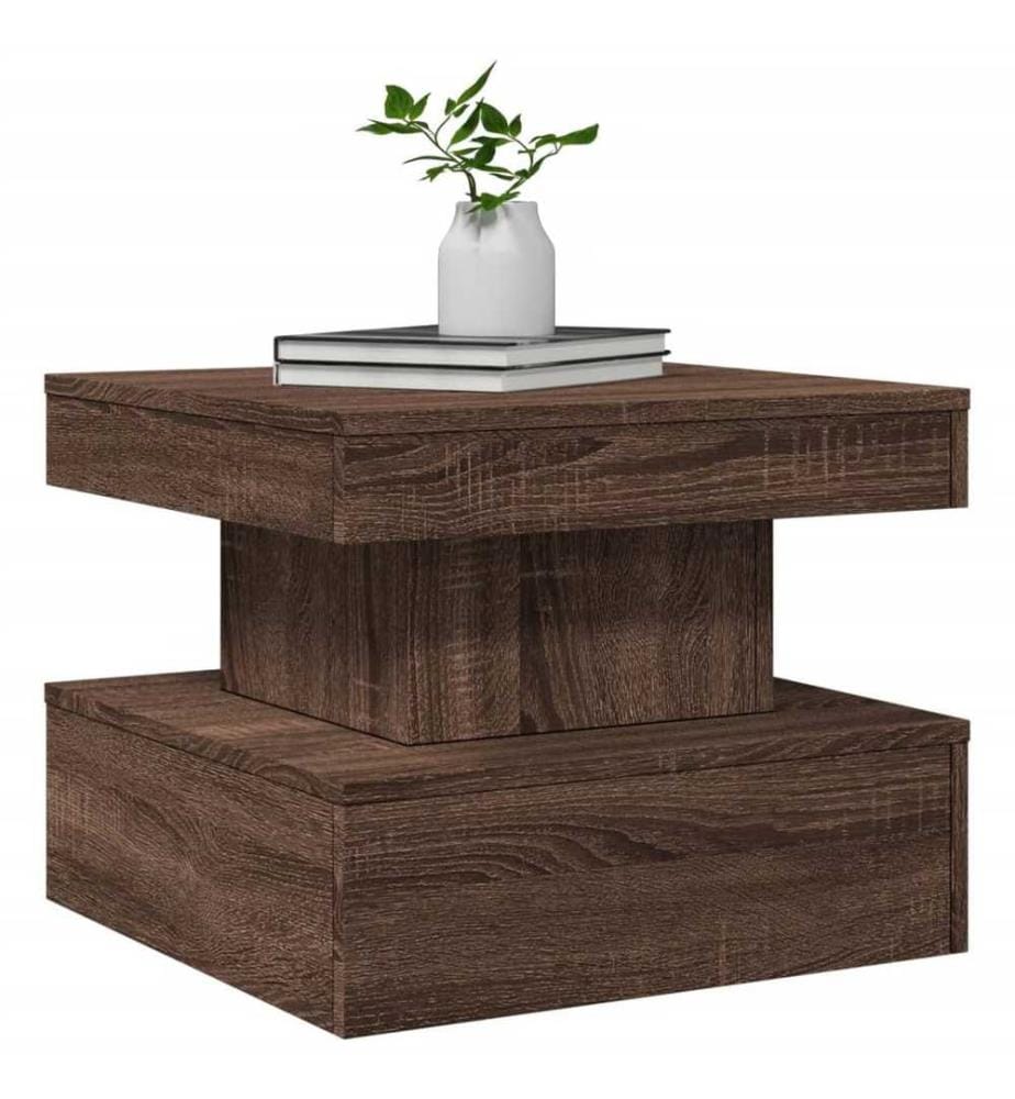 Couchtisch mit LED-Leuchten Braun Eichen-Optik 50x50x40 cm