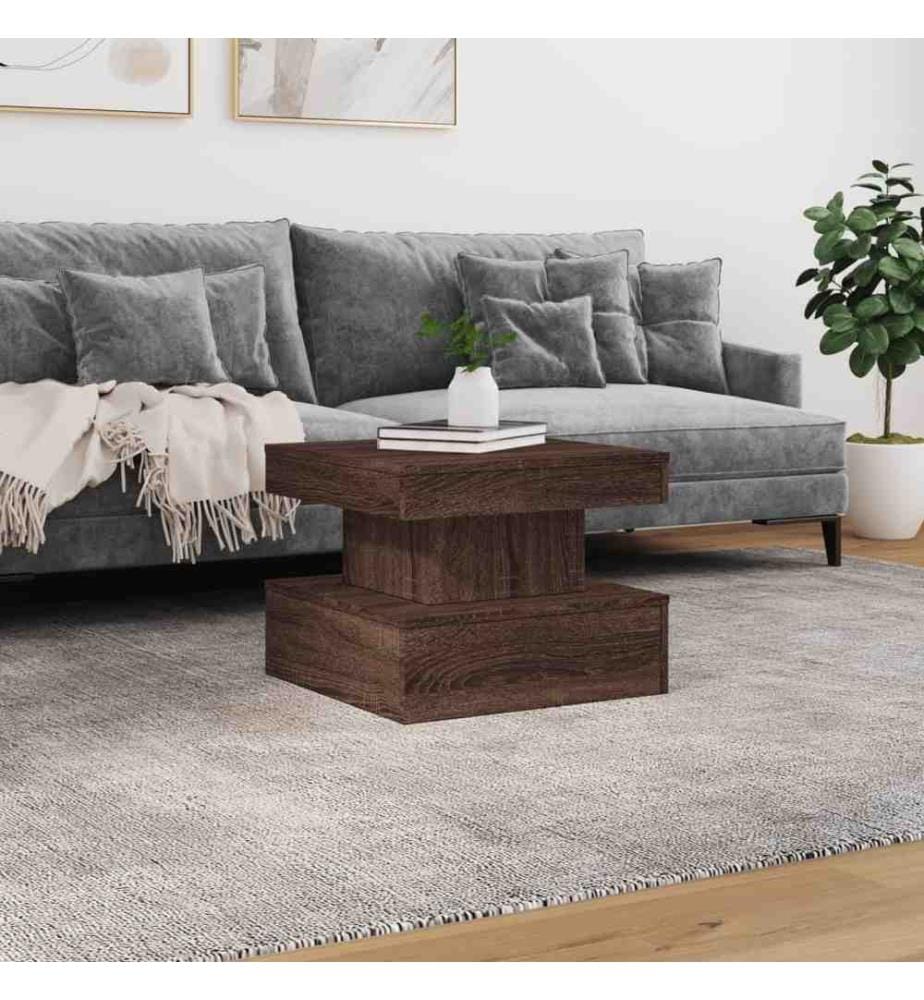 Couchtisch mit LED-Leuchten Braun Eichen-Optik 50x50x40 cm