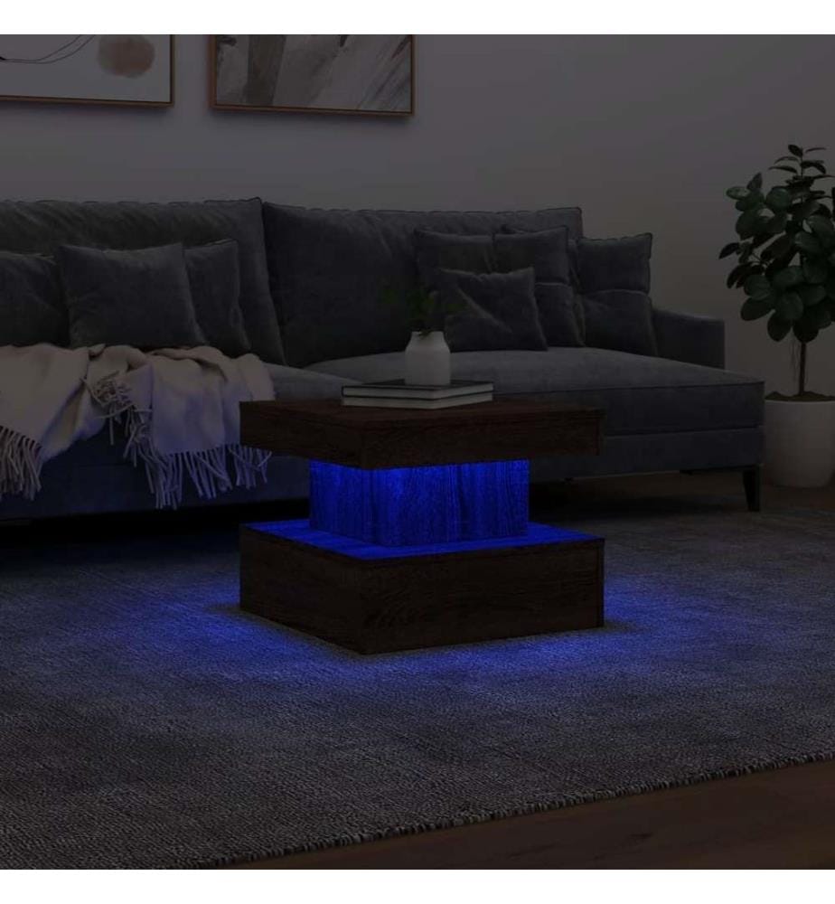 Couchtisch mit LED-Leuchten Braun Eichen-Optik 50x50x40 cm