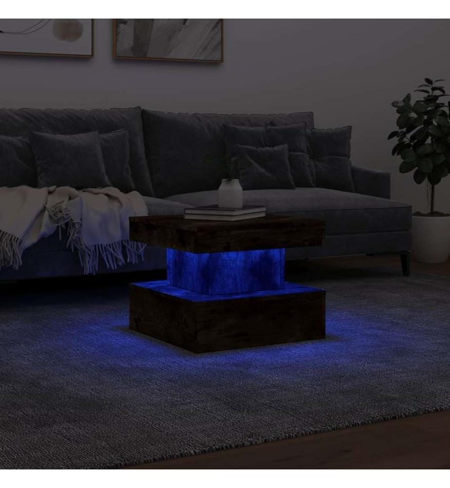 Couchtisch mit LED-Leuchten Räuchereiche 50x50x40 cm