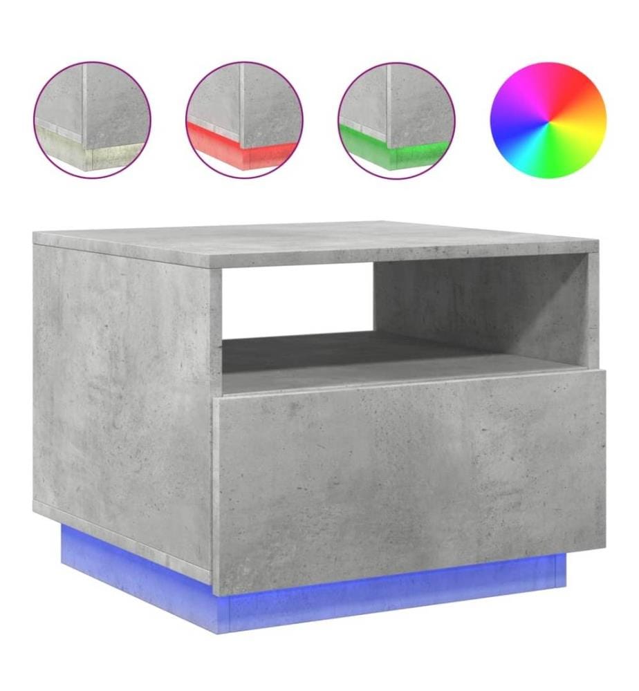 Couchtisch mit LED-Leuchten Betongrau 50x49x40 cm