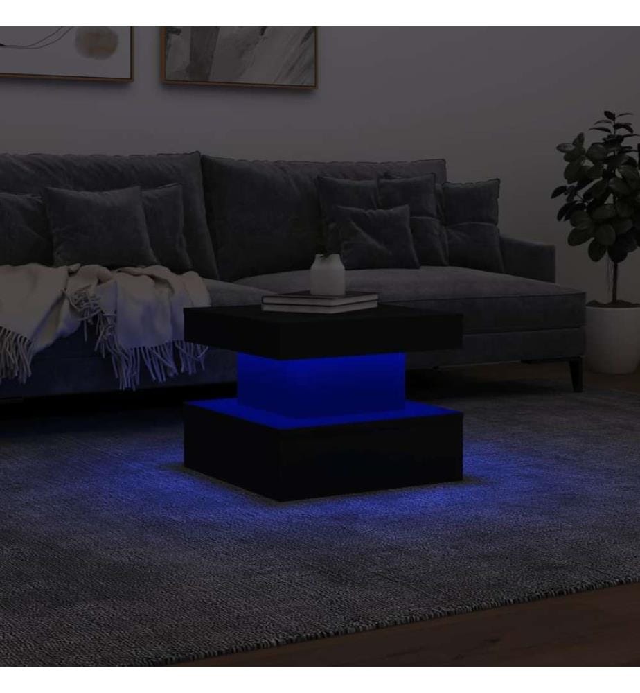 Couchtisch mit LED-Leuchten Schwarz 50x50x40 cm