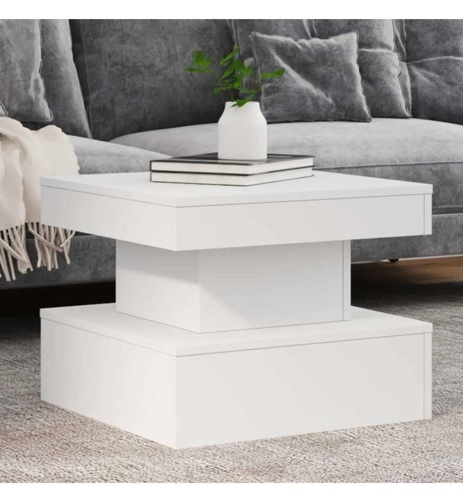 Couchtisch mit LED-Leuchten Weiss 50x50x40 cm