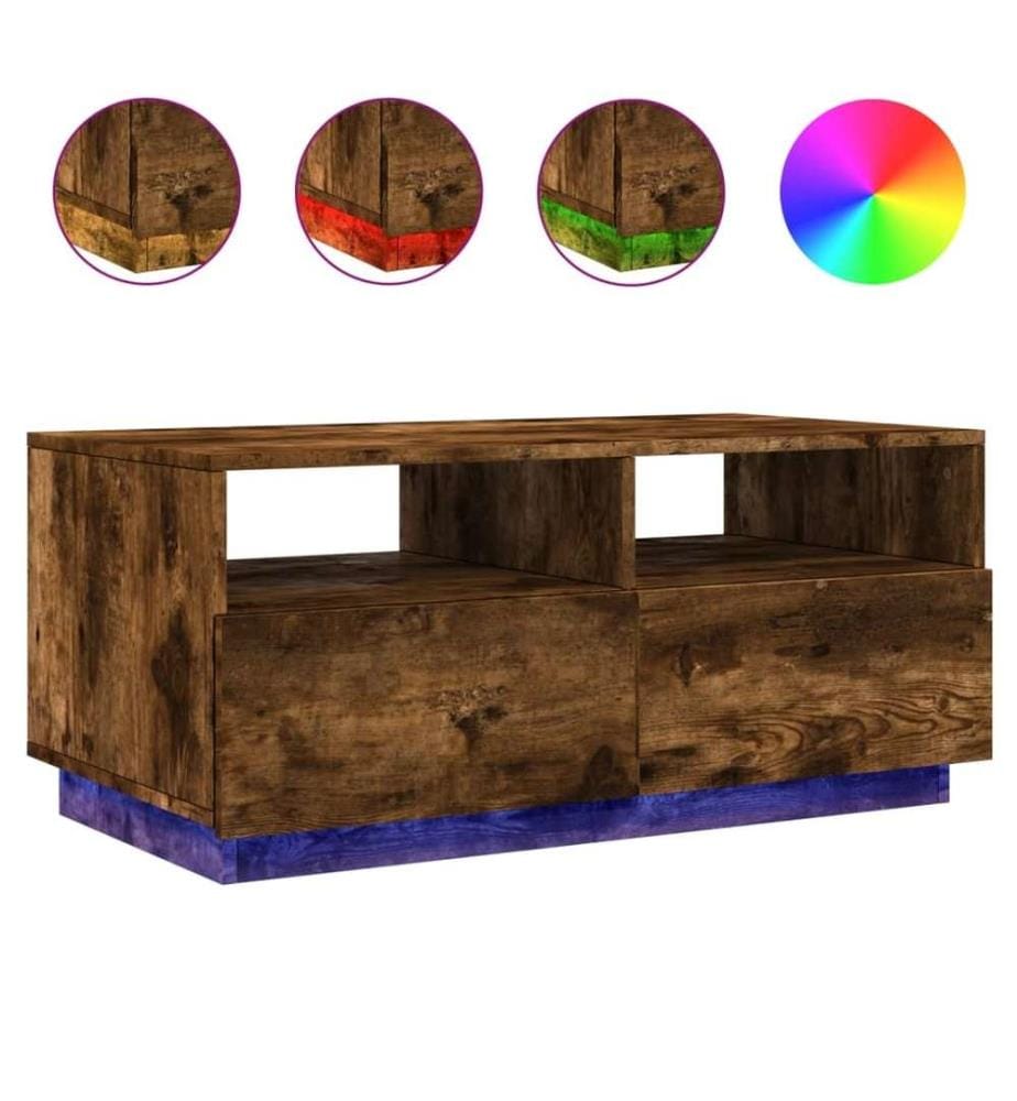 Couchtisch mit LED-Leuchten Räuchereiche 90x49x40 cm