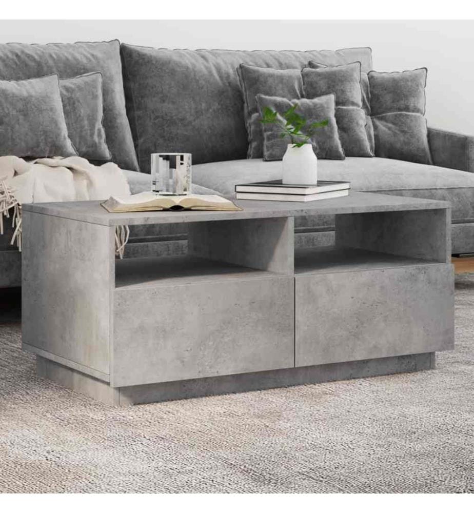Couchtisch mit LED-Leuchten Betongrau 90x49x40 cm