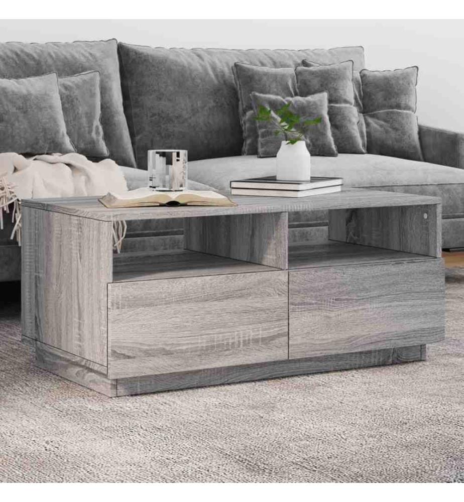 Couchtisch mit LED-Leuchten Grau-Sonoma 90x49x40 cm