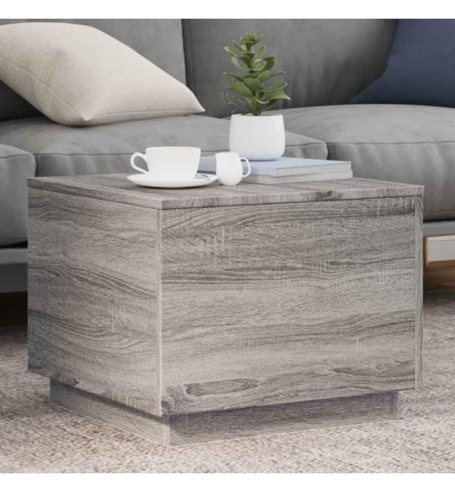 Couchtisch mit LED-Leuchten Grau Sonoma 50x50x40 cm