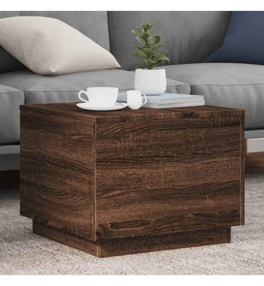 Couchtisch mit LED-Leuchten Braun Eichen-Optik 50x50x40 cm