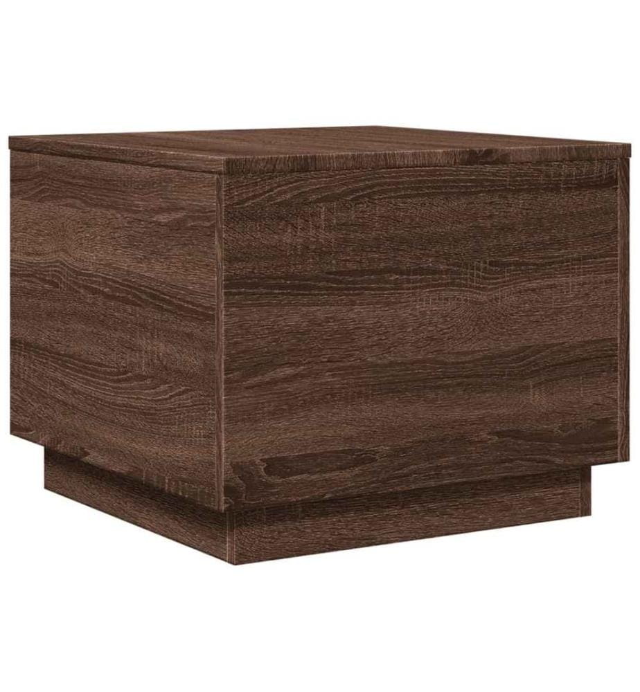 Couchtisch mit LED-Leuchten Braun Eichen-Optik 50x50x40 cm