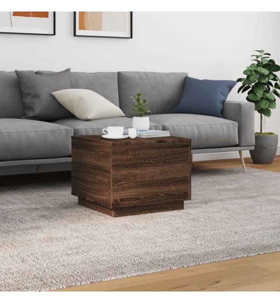Couchtisch mit LED-Leuchten Braun Eichen-Optik 50x50x40 cm