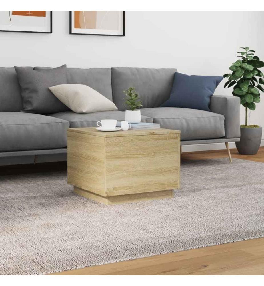 Couchtisch mit LED-Leuchten Sonoma-Eiche 50x50x40 cm