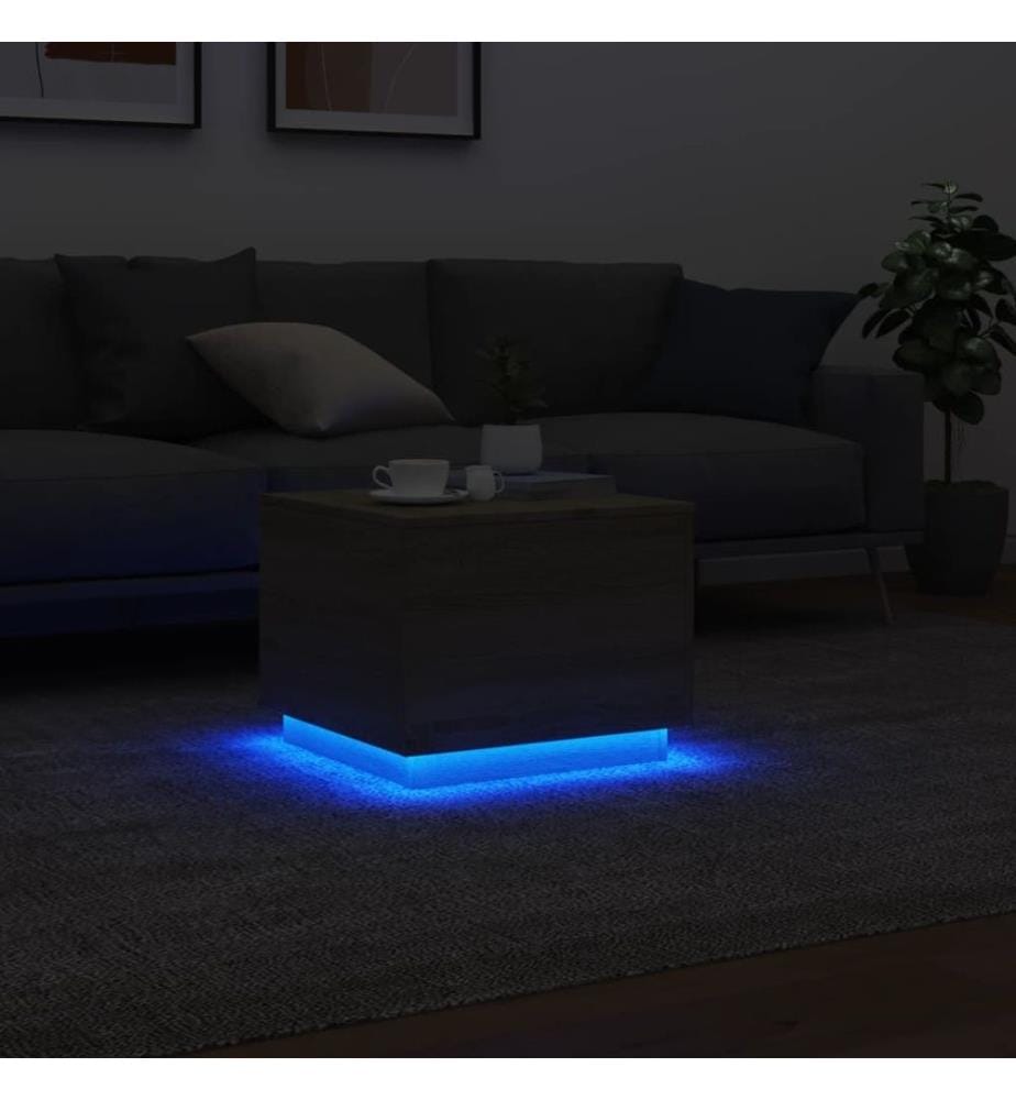 Couchtisch mit LED-Leuchten Sonoma-Eiche 50x50x40 cm