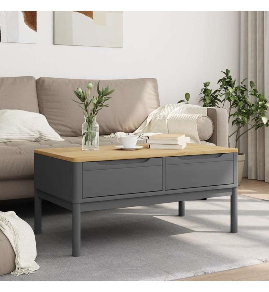Couchtisch FLORO Grau 99x55,5x45 cm Massivholz Kiefer