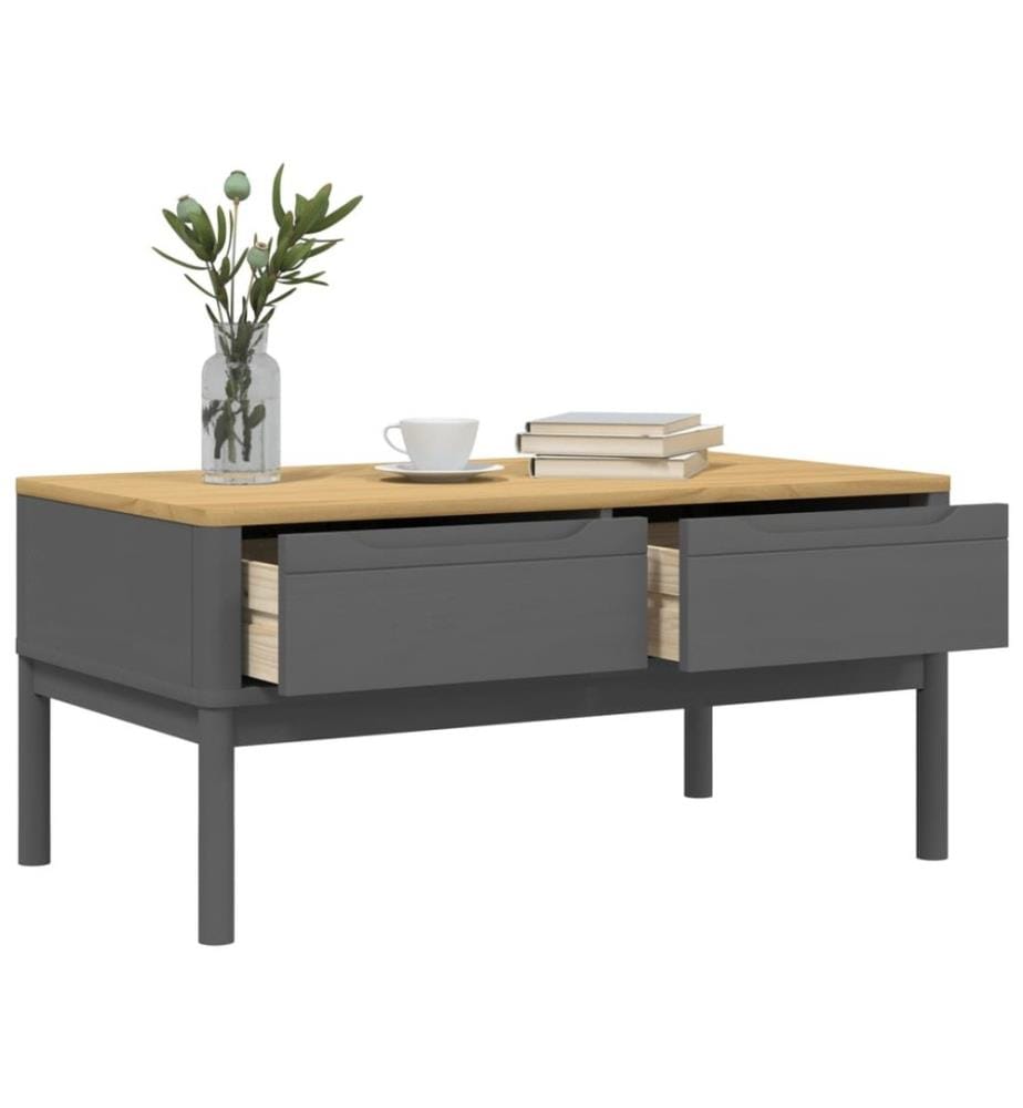 Couchtisch FLORO Grau 99x55,5x45 cm Massivholz Kiefer
