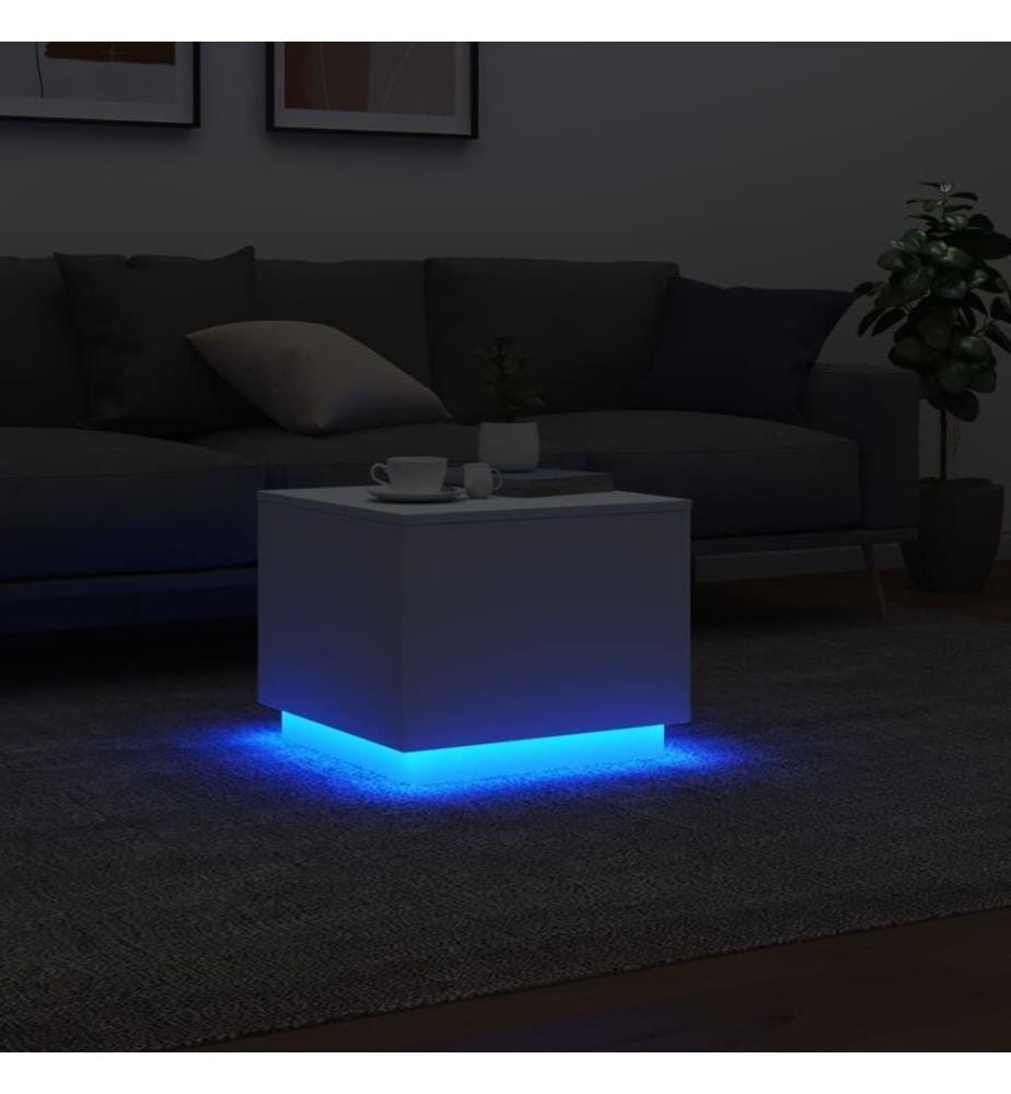 Couchtisch mit LED-Leuchten Weiss 50x50x40 cm