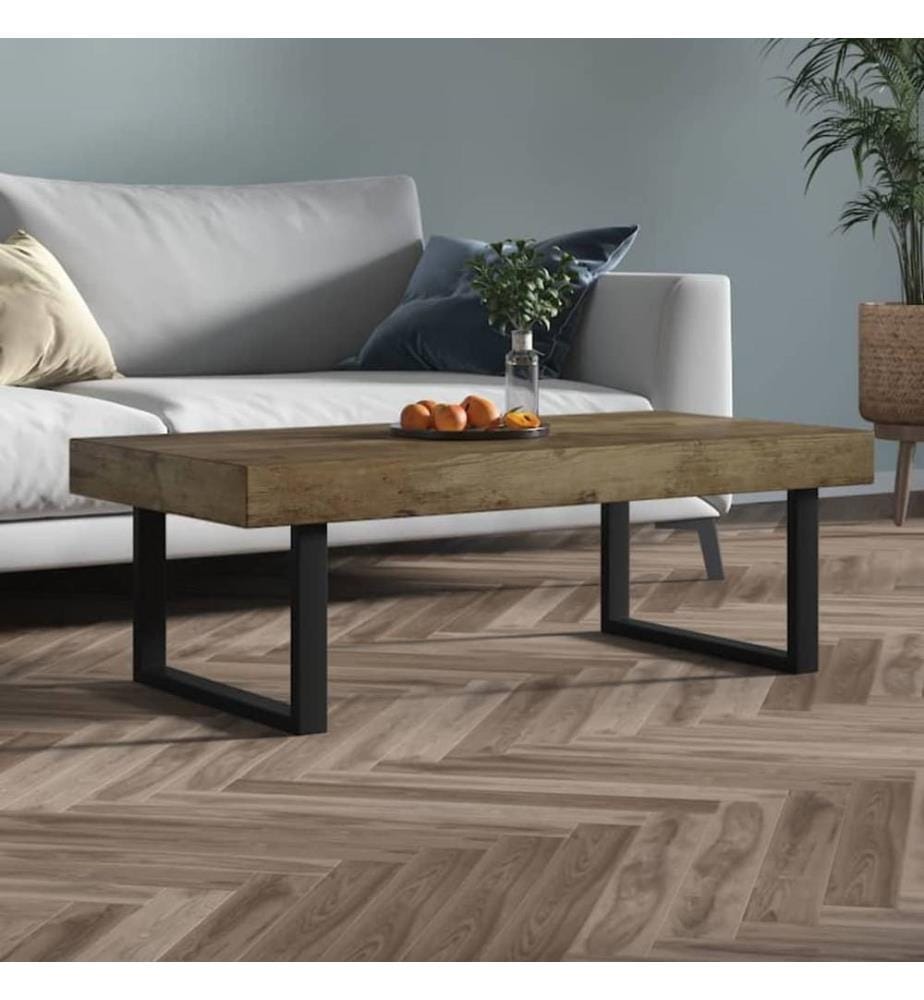 Table basse Marron foncé et noir 120x60x40 cm MDF et fer