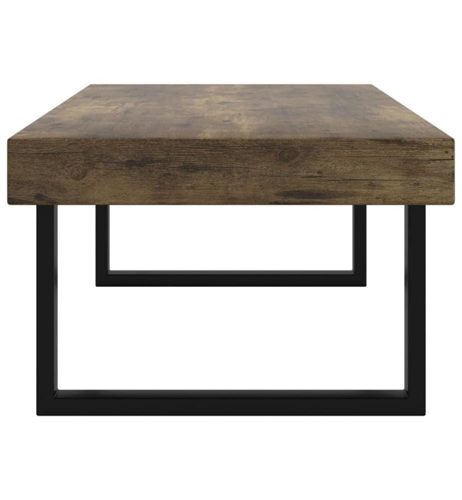 Table basse Marron foncé et noir 120x60x40 cm MDF et fer